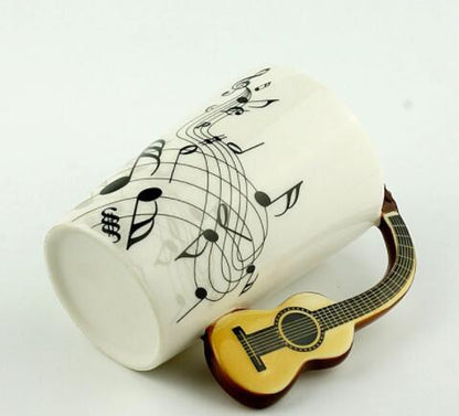 Creative Music Violin Style Guitar Ceramic Mug Coffee Tea Milk Stave Cups With Handle Coffee Mug Novelty Gifts - - 0