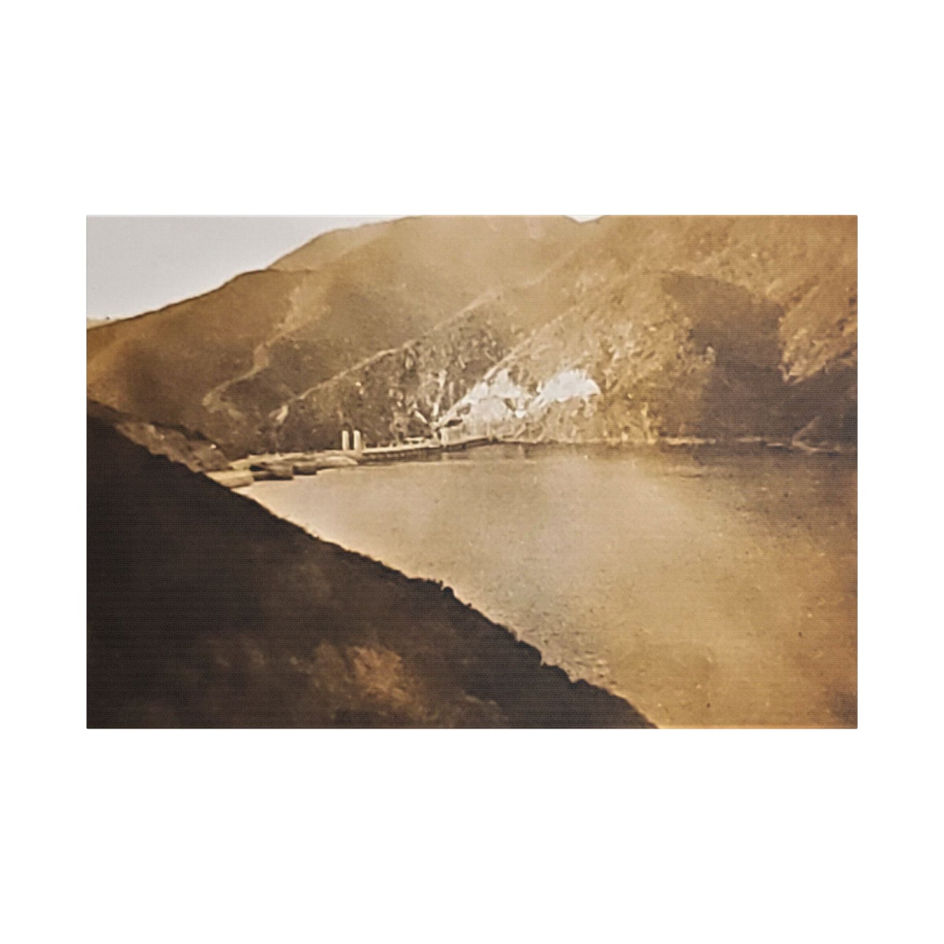 Morris Dam Lake Satin Canvas Stretched