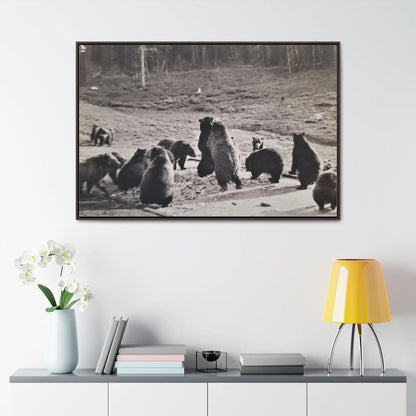 Yellowstone Grizzly Bears Gallery Canvas Wraps 48″ x 32″ Walnut 1.25"