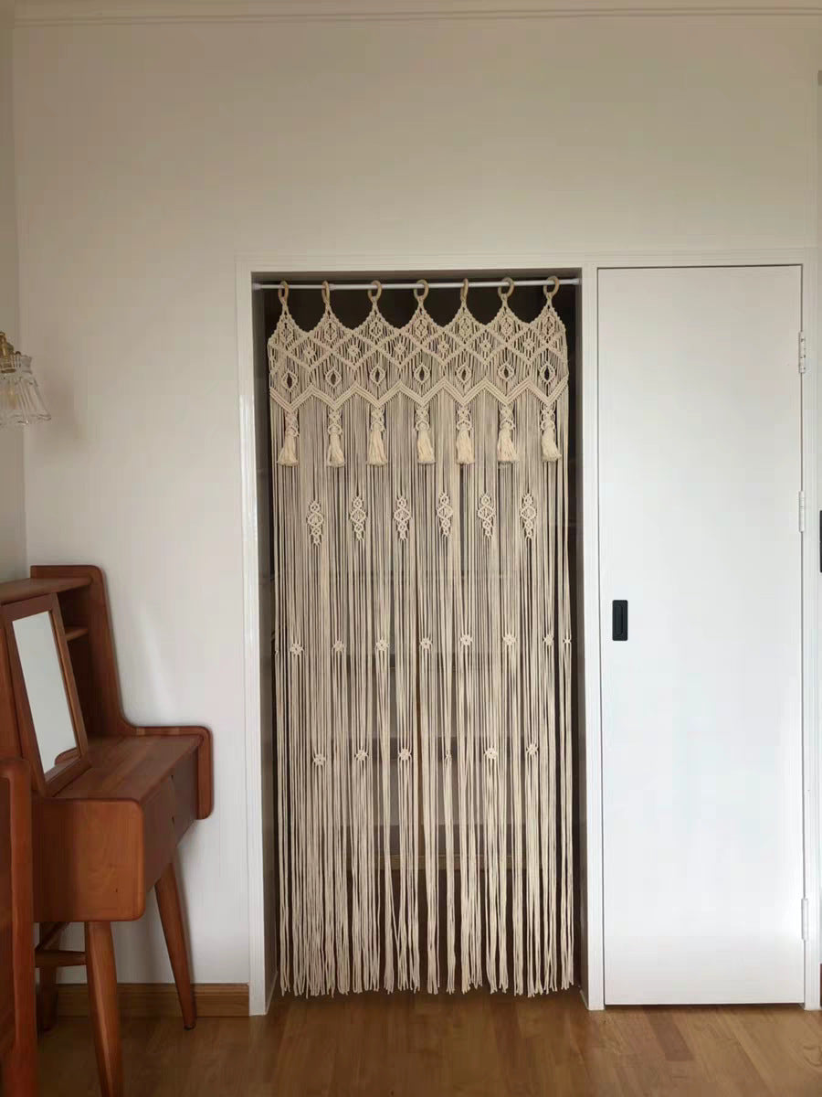 Hand-Woven Cotton Curtain Tapestry, 85 x 200 cm - - Curtains