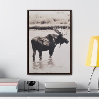 Yellowstone Bull Moose Gallery Canvas Wraps Vertical Frame 16″ x 24″ Premium Gallery Wraps (1.25″) Walnut