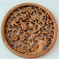 Camphor Solid Wood Living Room Chinese Style Round Antique-Like Blessing Porch Wall Hanging - Happy brow - Wood Art