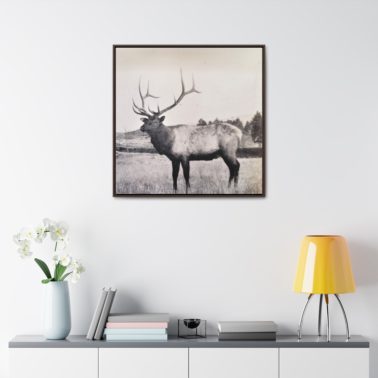 Yellowstone Bull Elk Gallery Canvas Wraps, Square Frame