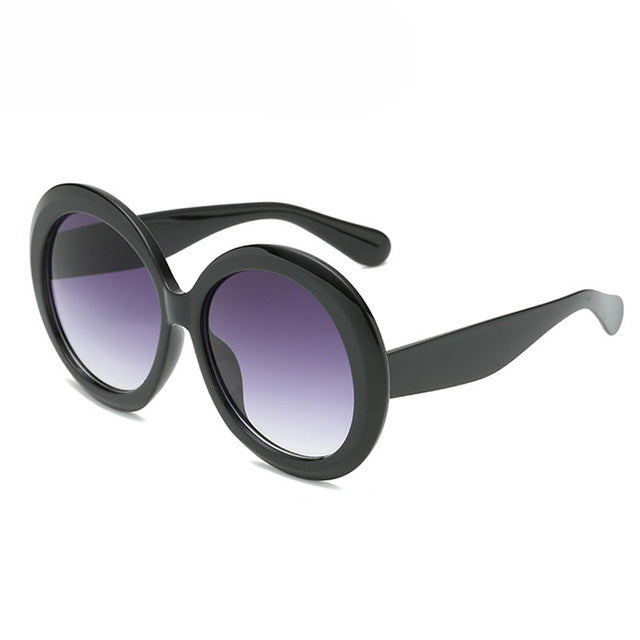 Retro Oversized Round Sunglasses - Unisex Style - Black double gray - Sunglasses