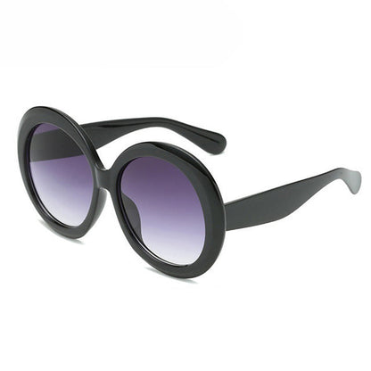 Retro Oversized Round Sunglasses - Unisex Style - Black double gray - Sunglasses