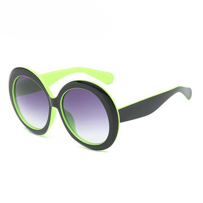 Retro Oversized Round Sunglasses - Unisex Style - Dark Green - Sunglasses