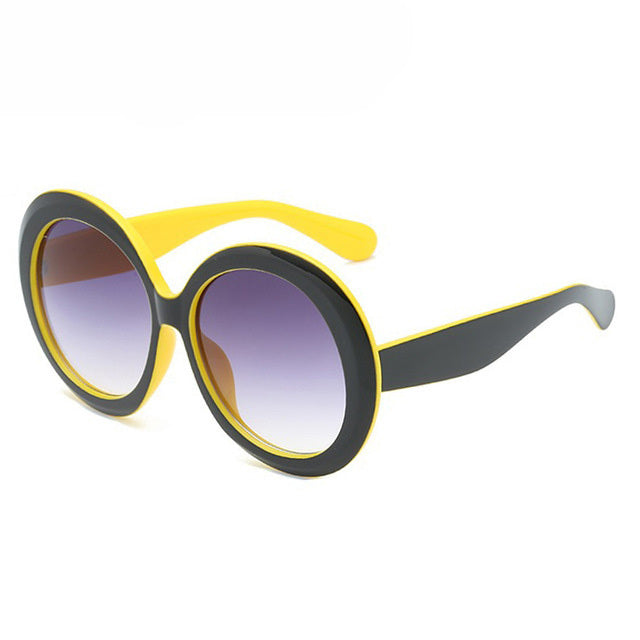 Retro Oversized Round Sunglasses - Unisex Style - Belt black and yellow - Sunglasses