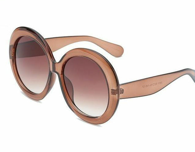 Retro Oversized Round Sunglasses - Unisex Style - Brown - Sunglasses