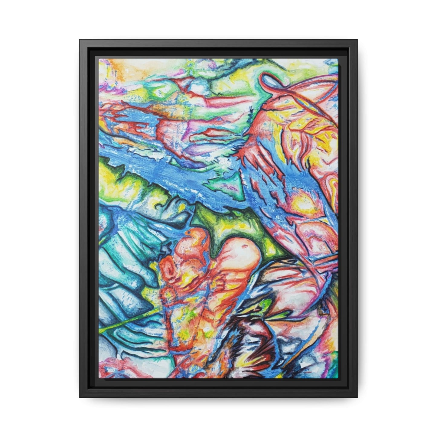 Multi-Color Abstract Framed Canvas Art Print - Kia Day Design