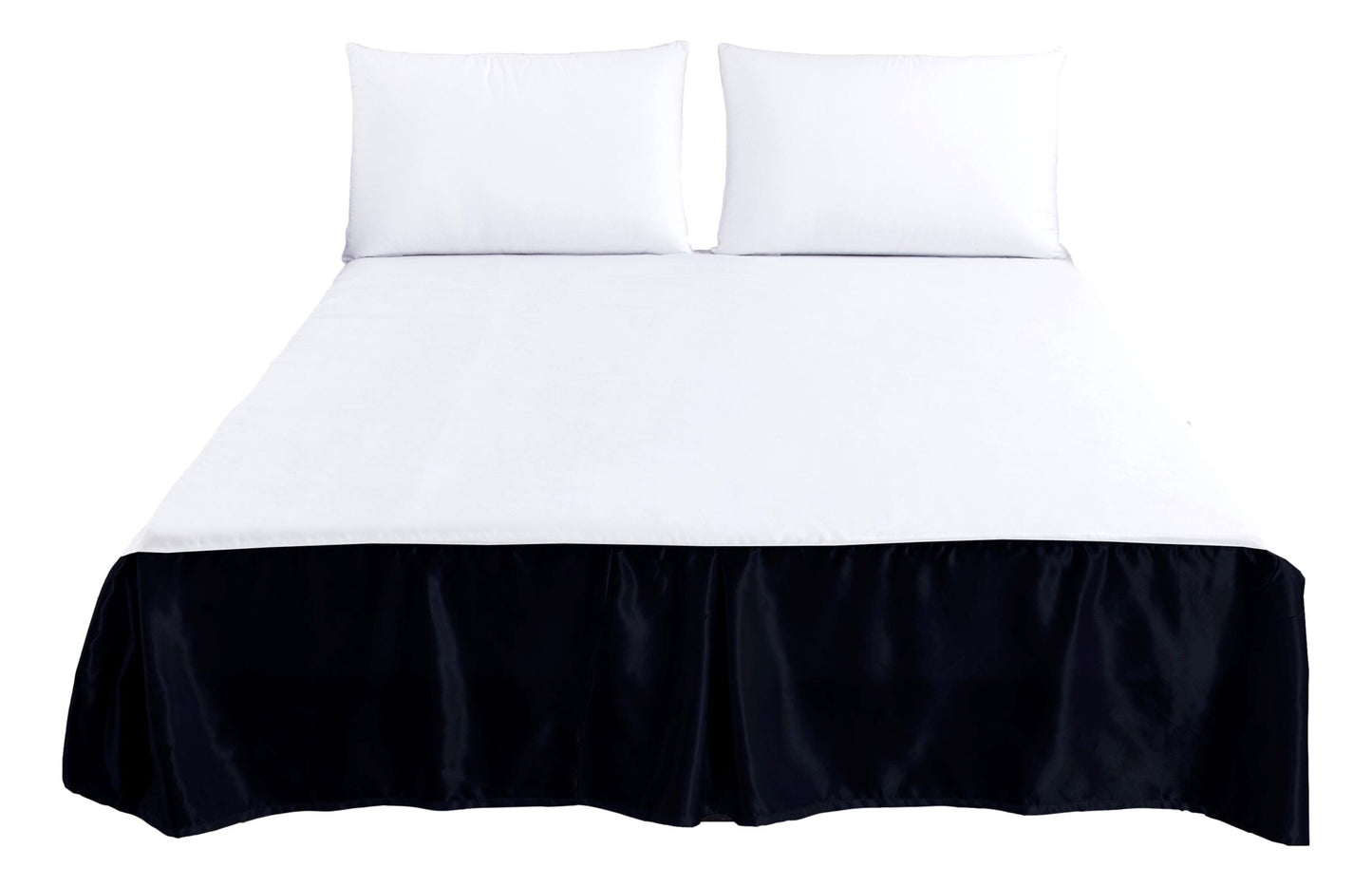 Tache Glam Night Out Satin Black Tailored Platform 14" Bed Skirt Dust Ruffle (1622) - - Bed Skirt