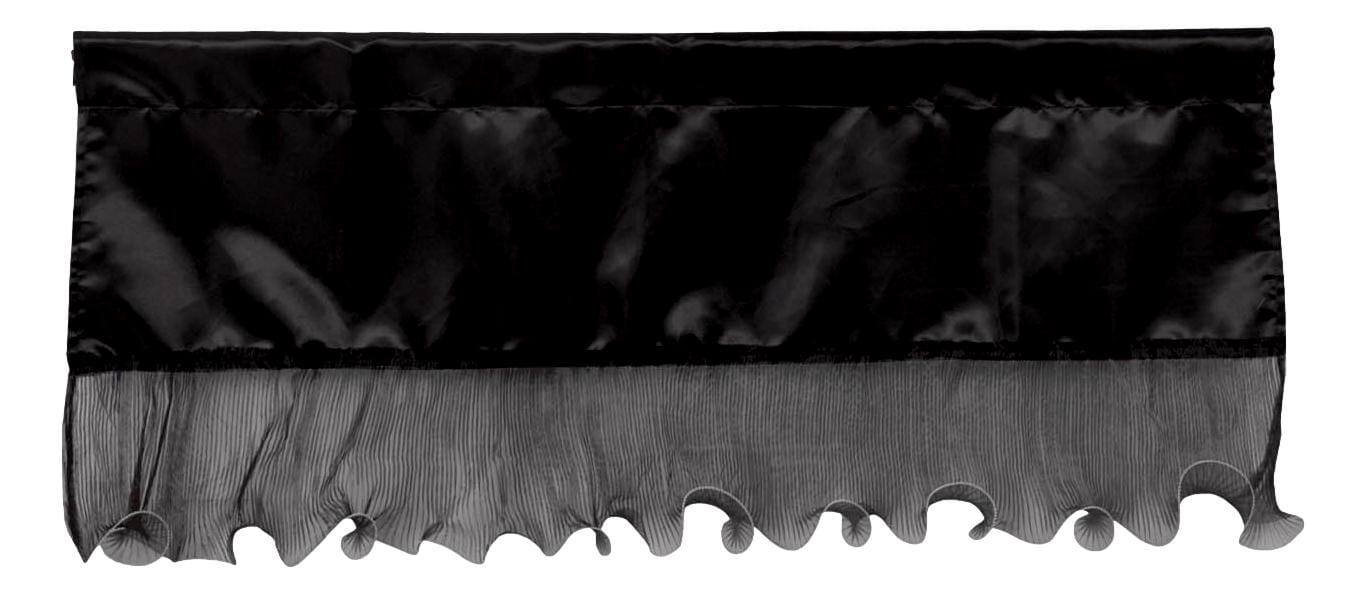 Tache Satin Ruffle Window Curtain Tailored Black 18x52" Valance (1622) - - Valance