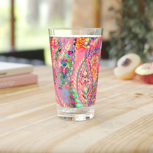 Vibrant Floral Pint Glass - 16oz - 16oz - drinkware