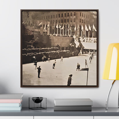 Rockefeller Plaza Easter 1945 Gallery Canvas Wraps Square Frame 30″ x 30″ 1.25" Walnut