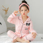 Children's Clothing Girls Cute Printing Long-sleeved Home Wear, Big Children's Thin Cotton Pajamas Set - Pink dog head - 0