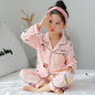 Children's Clothing Girls Cute Printing Long-sleeved Home Wear, Big Children's Thin Cotton Pajamas Set - Pink letter strawberry - 0