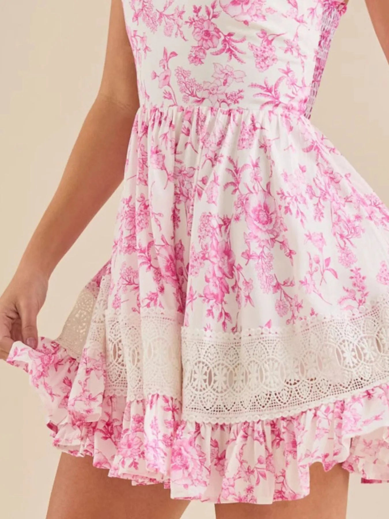 Ruffled Hem Printed Tube Dress - -