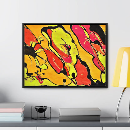 80s Rapture Gallery Canvas Wraps, Horizontal Frame 24″ x 18″ Black orange yellow 1.25"