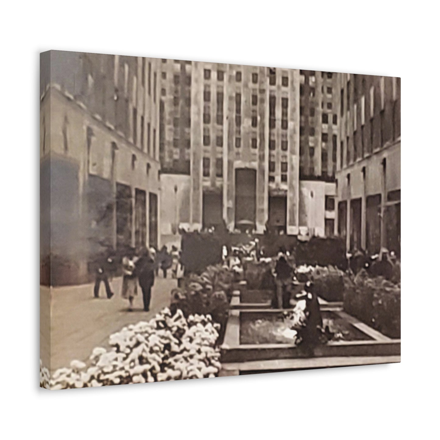 Rockefeller Plaza Stretched Canvas