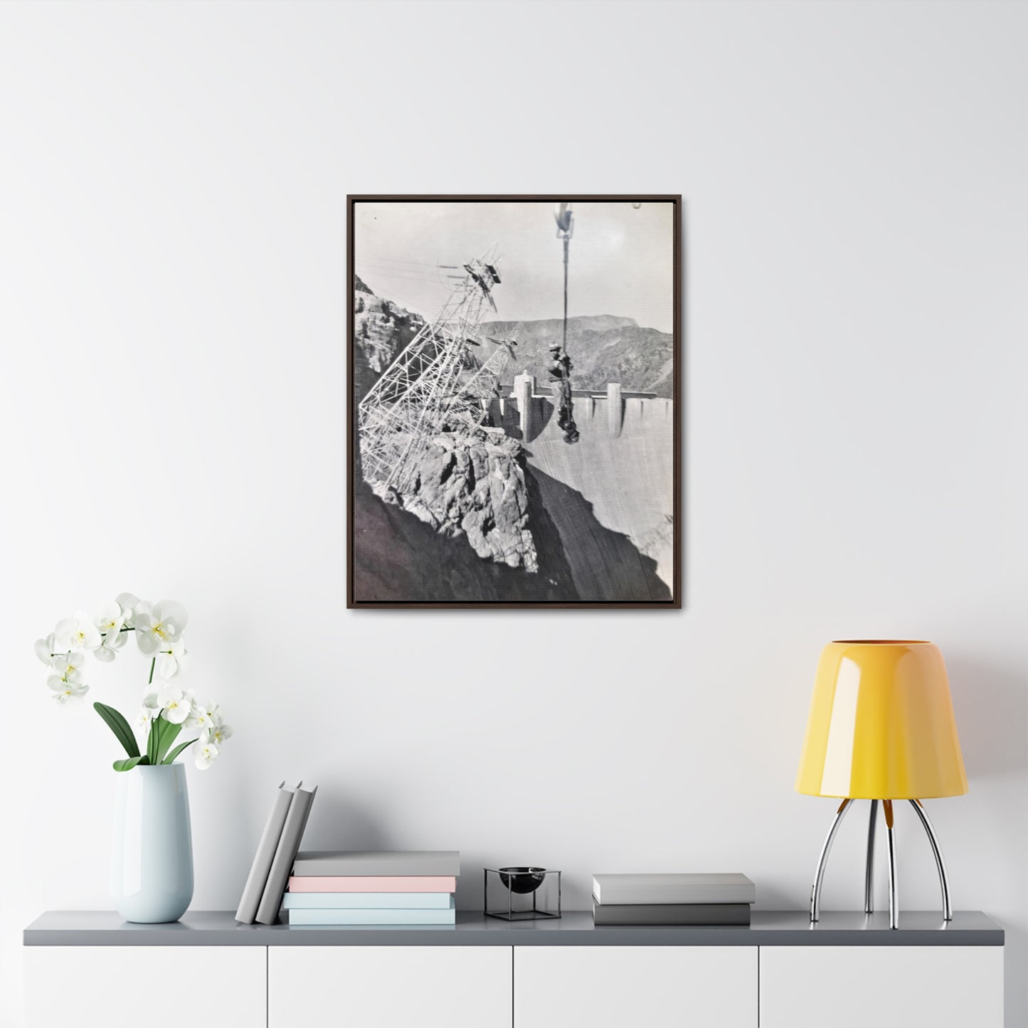 Suspended Boulder Dam Worker Gallery Canvas Wraps, Vertical Frame