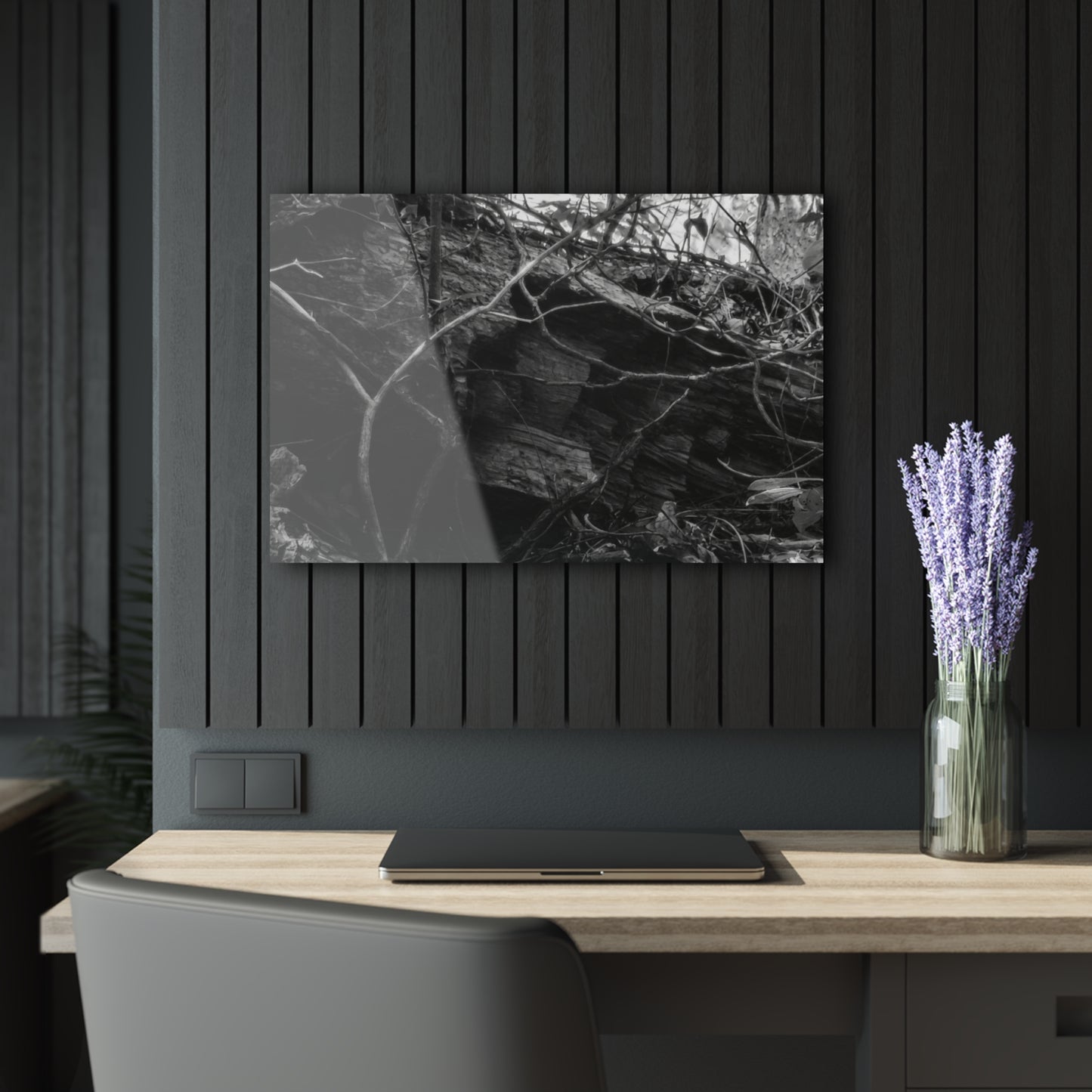 Black & White Forest Acrylic Print French Cleat Hang - 30″ x 20″ (Horizontal) 0.25'' - Home Decor