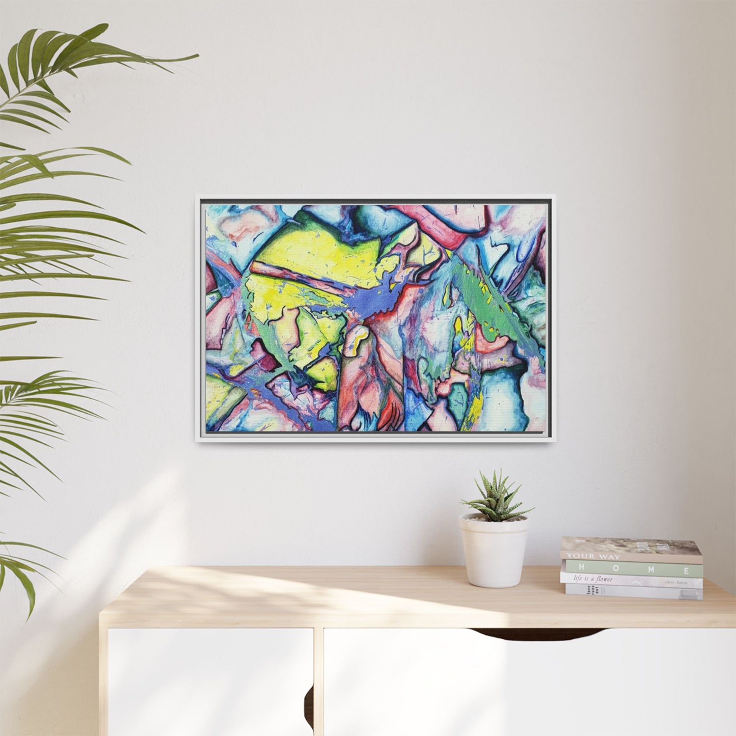 Alien Abstract Colorful Framed Canvas Art - Kia Day Design
