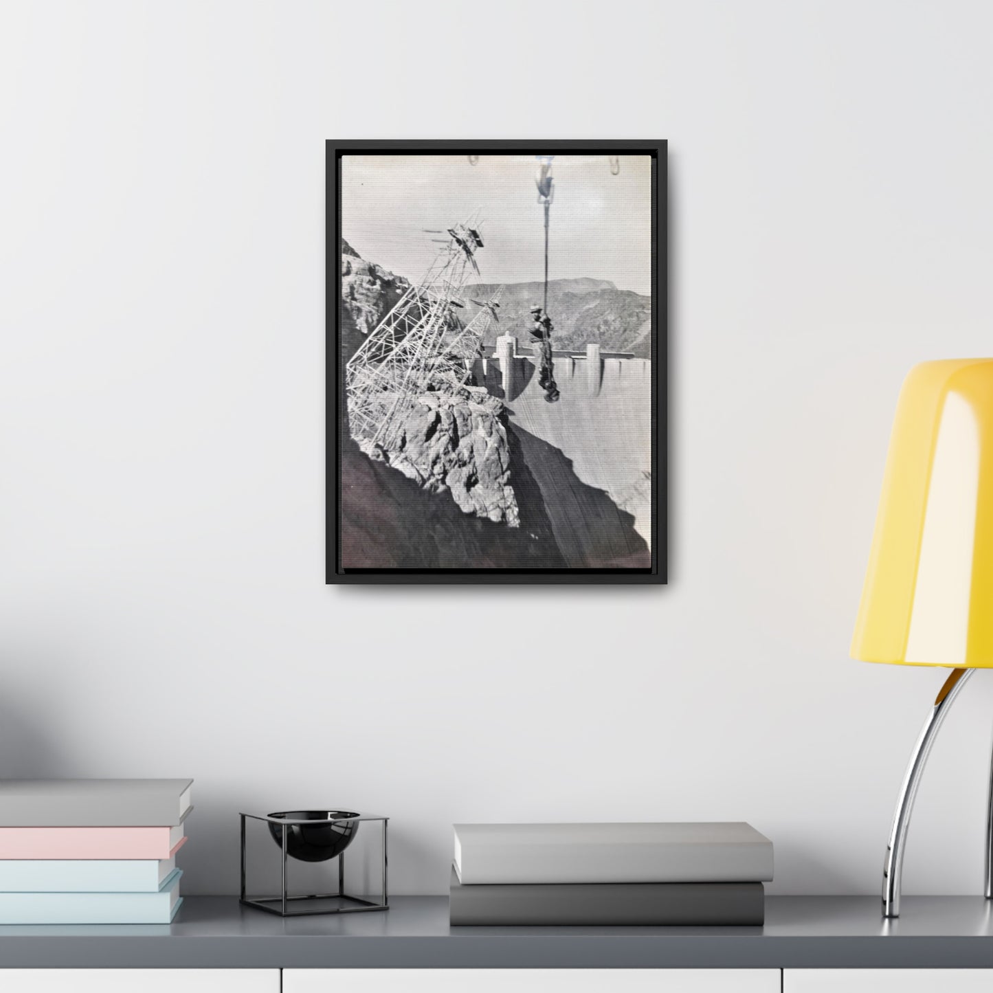 Suspended Boulder Dam Worker Gallery Canvas Wraps, Vertical Frame