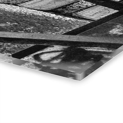 Black & White Train Trestle Acrylic Print — Rustic Industrial Wall Art French Cleat - - Home Decor