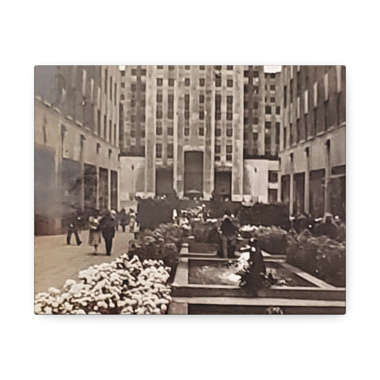 Rockefeller Plaza Stretched Canvas