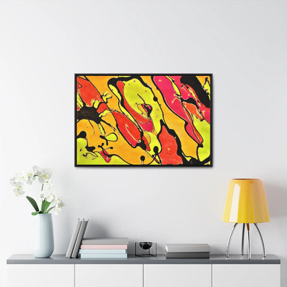 80s Rapture Gallery Canvas Wraps, Horizontal Frame 36″ x 24″ Black orange yellow 1.25"