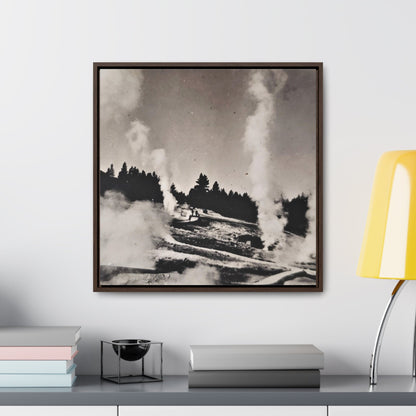 Norris Geyser Yellowstone Gallery Canvas Wraps Square Frame 20″ x 20″ Premium Gallery Wraps (1.25″) Walnut