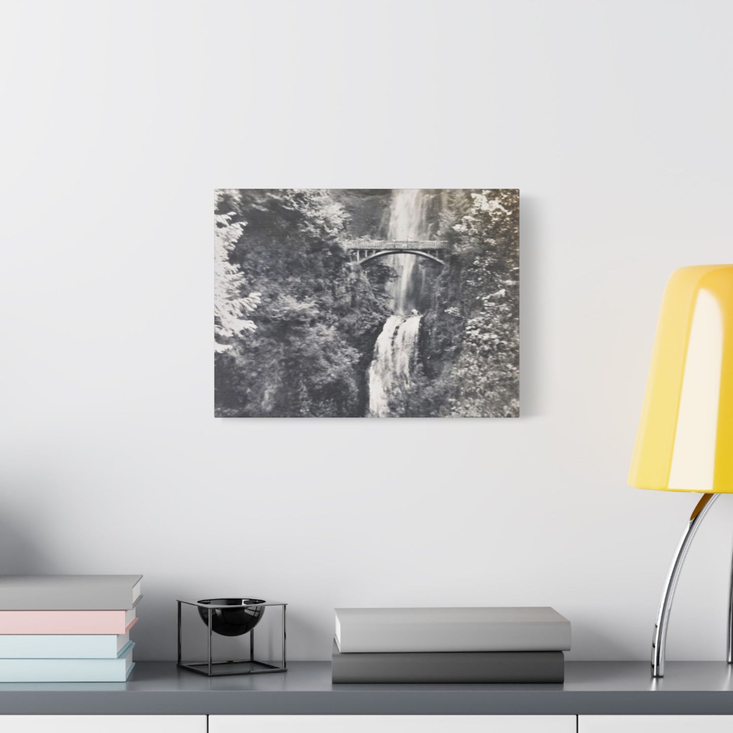 Multnomah Falls Oregon Satin Canvas, Stretched