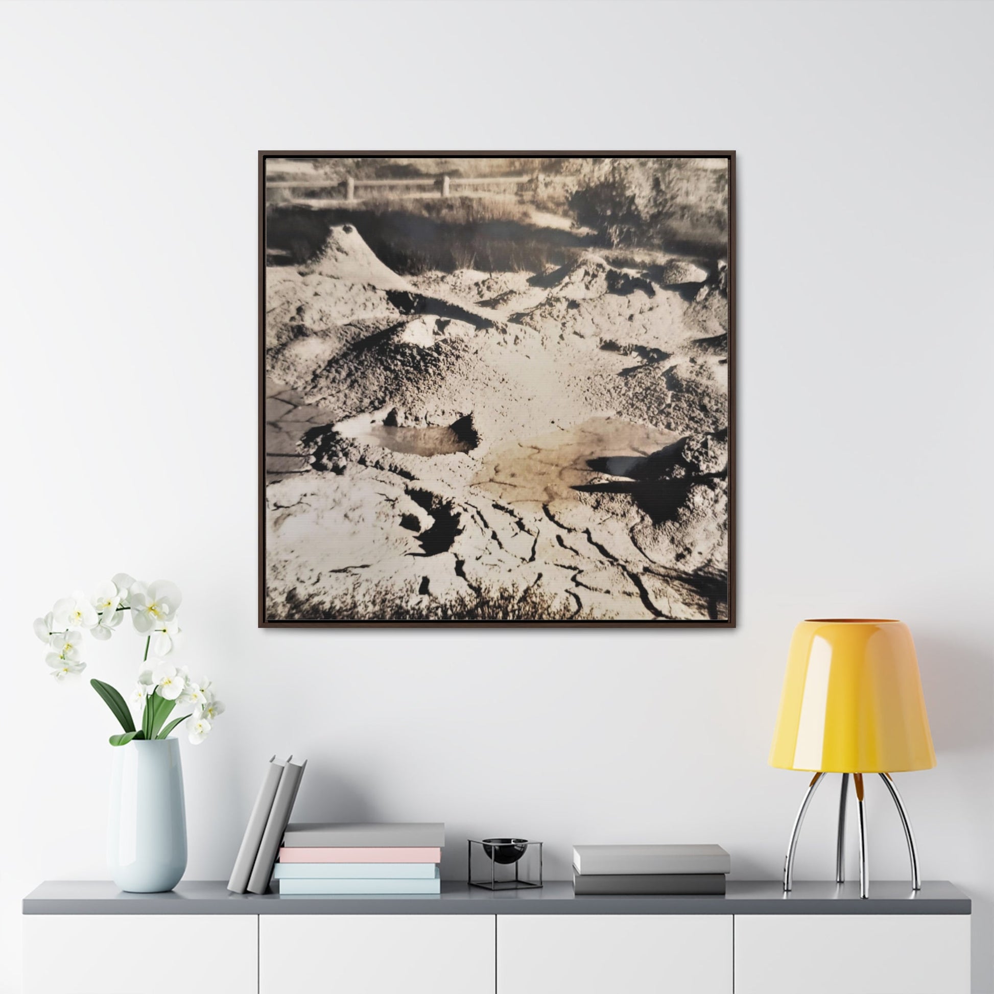 Yellowstone West Thumb Paint Pots Gallery Canvas Wraps Square Frame - 36″ x 36″ 1.25" Walnut - Canvas