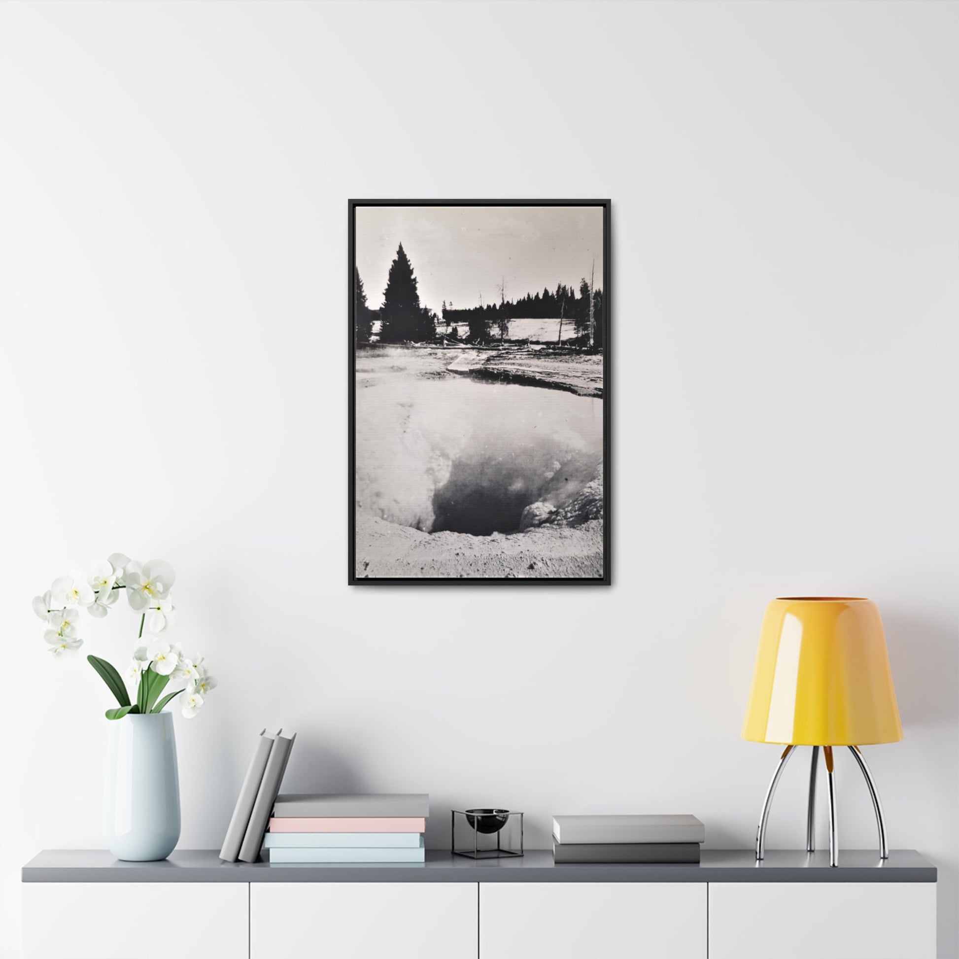 Morning Glory Pool Yellowstone Gallery Canvas Wraps Vertical Frame - 20″ x 30″ Premium Gallery Wraps (1.25″) Black - Canvas
