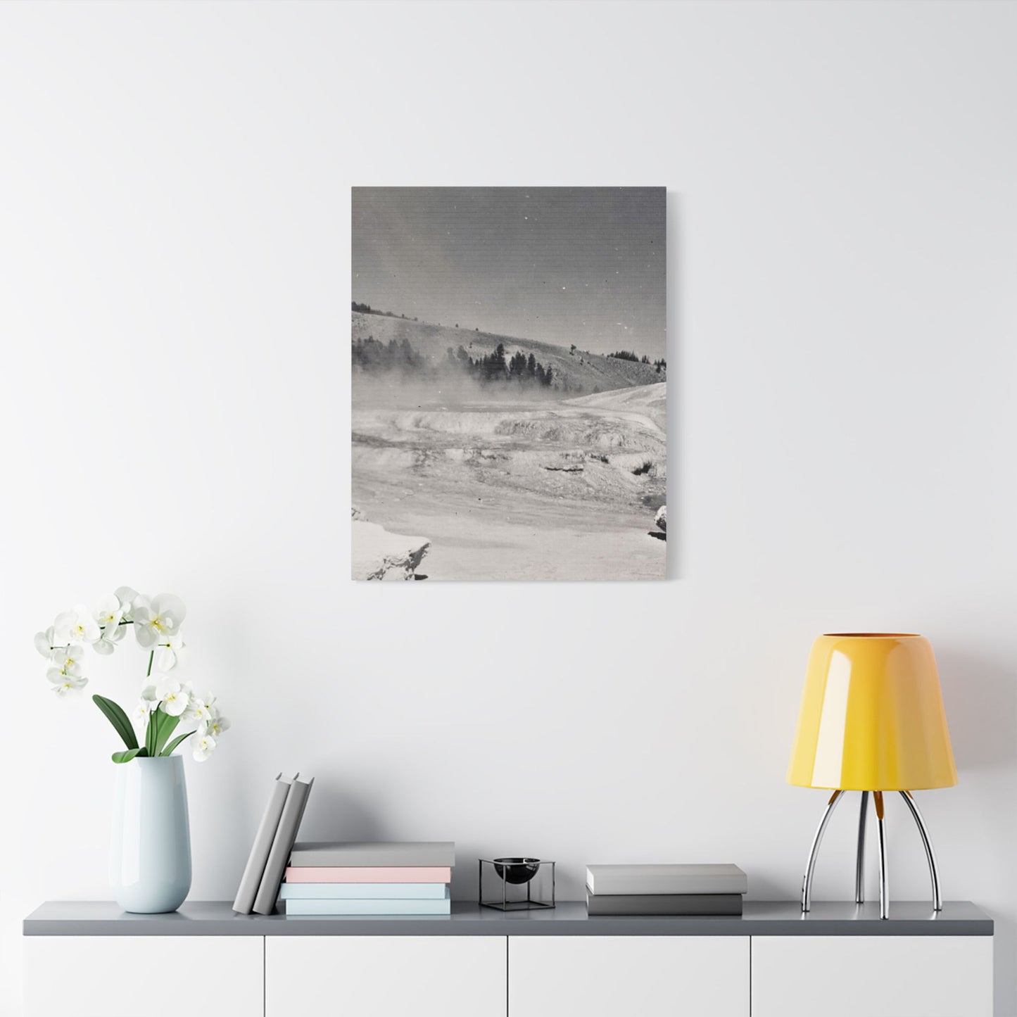 Mammoth Hot Springs Satin Canvas, Stretched