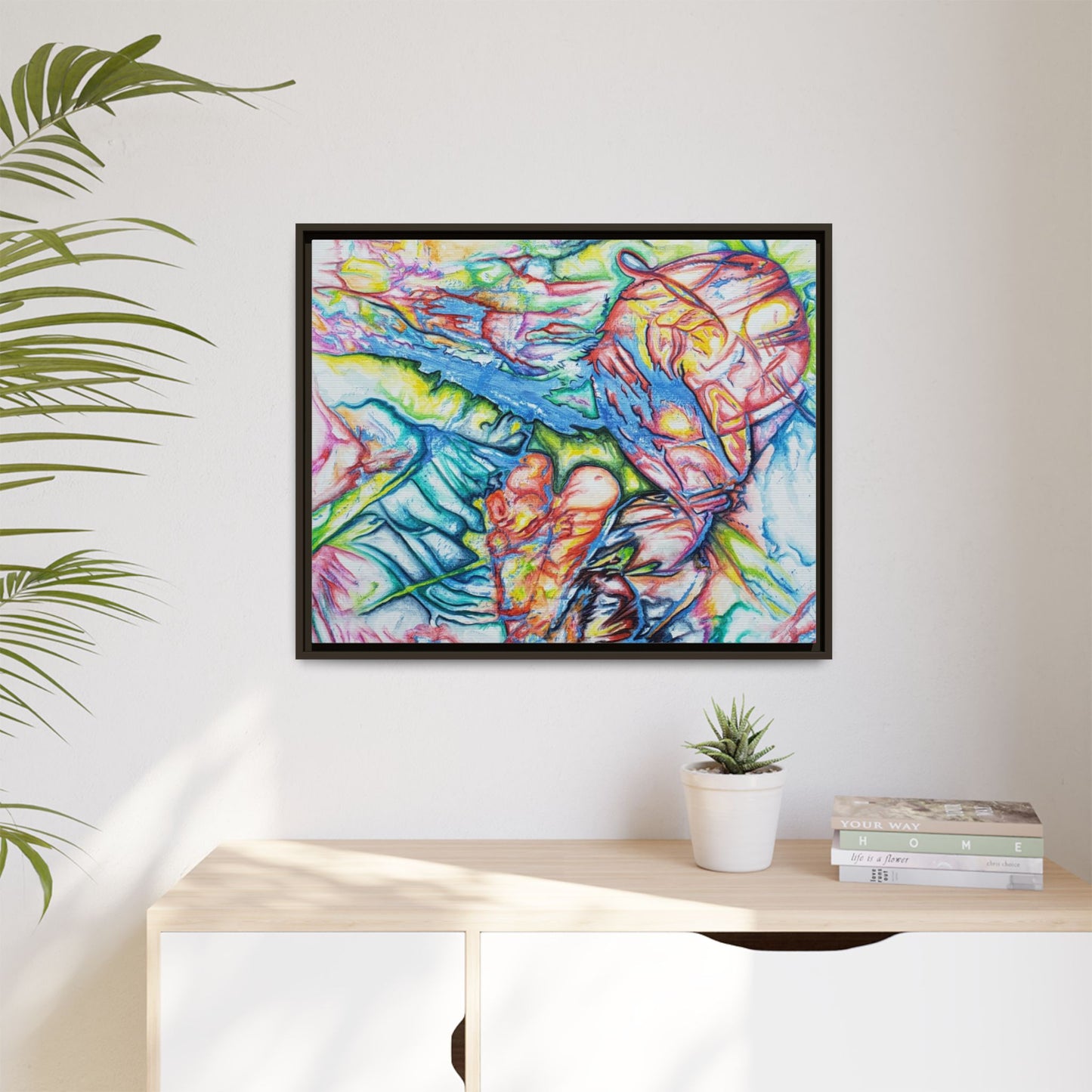 Multi-Color Abstract Framed Canvas Art Print - Kia Day Design