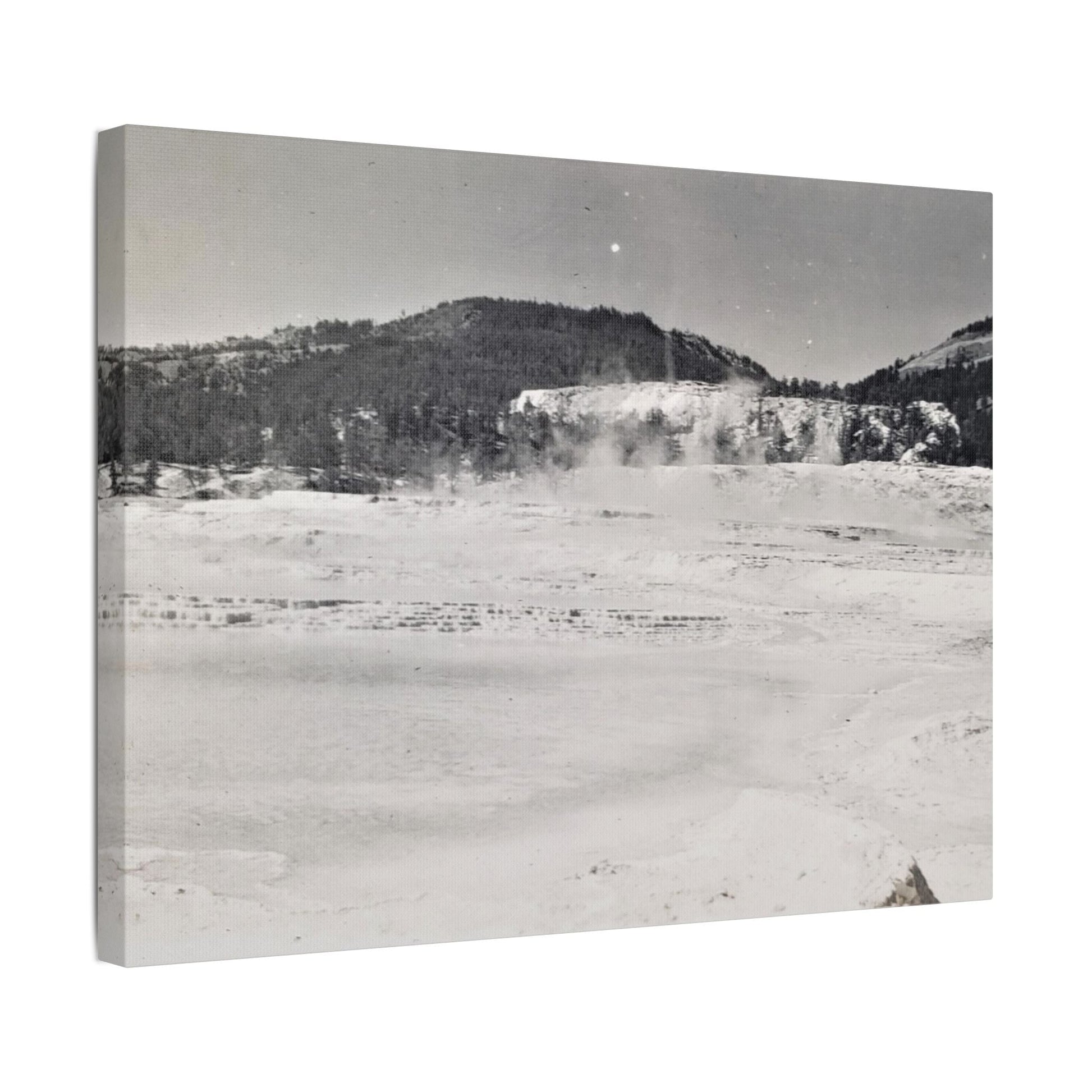 Mammoth Hot Springs Yellowstone Satin Canvas Stretched