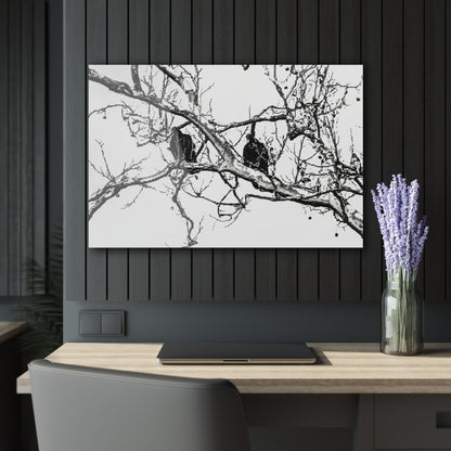 Black & White Buzzards Silhouette Acrylic Print — Modern Minimalist Wall Art - 36" x 24" (Horizontal) 0.25'' - Home Decor
