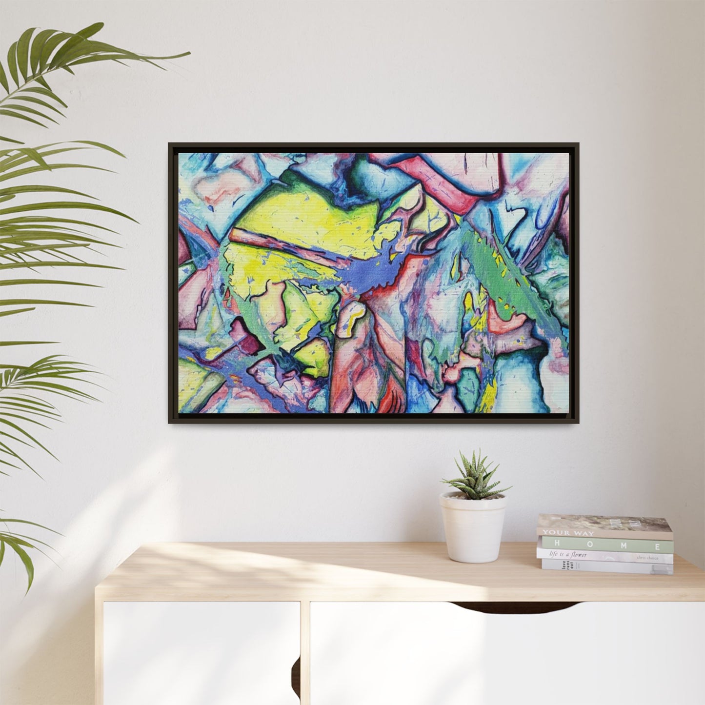 Alien Abstract Colorful Framed Canvas Art - Kia Day Design