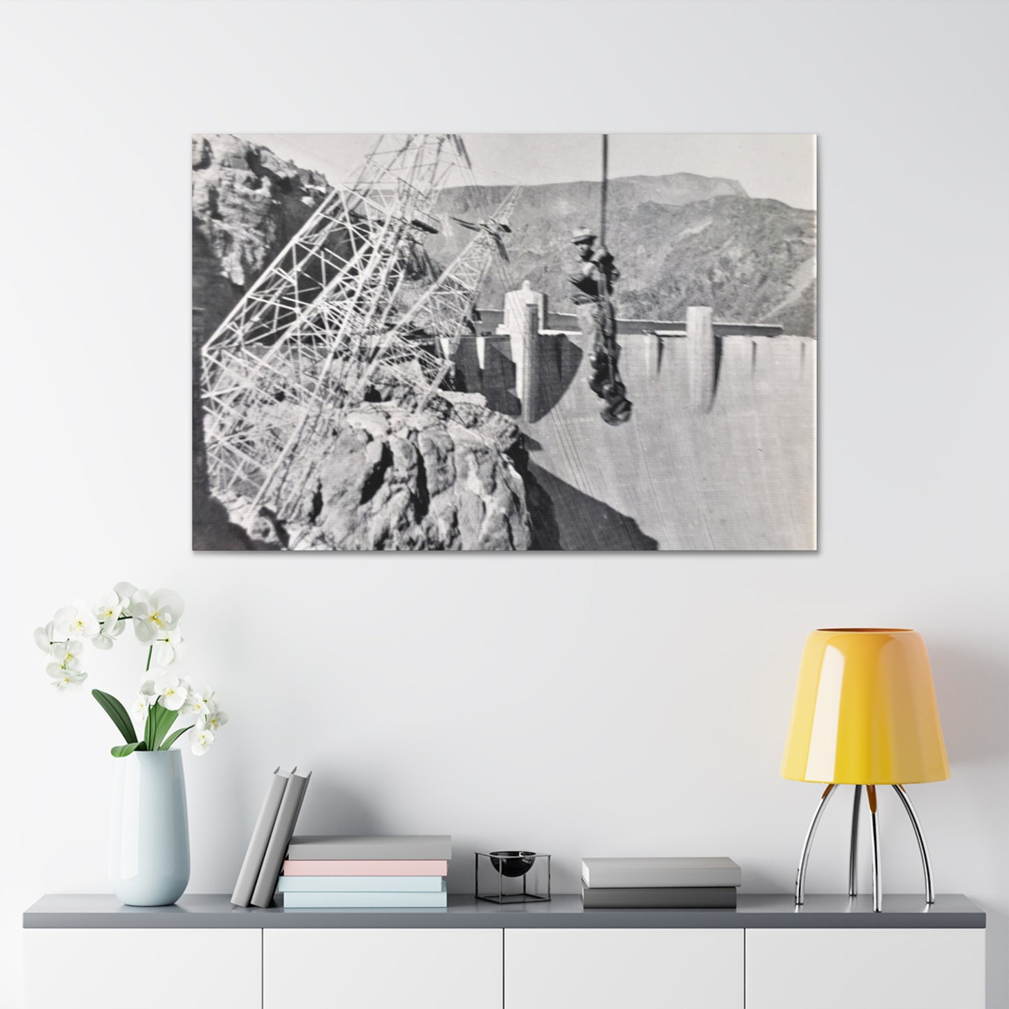 Suspended Boulder Dam Worker Canvas Gallery Wraps