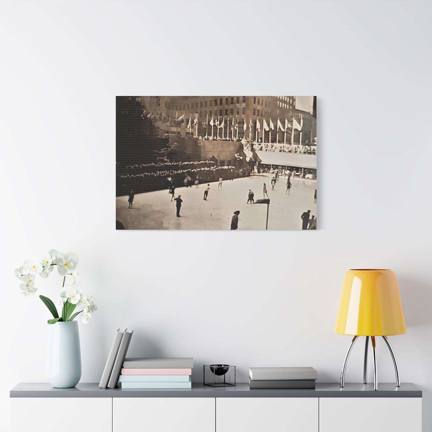 Rockefeller Plaza Easter 1945 Satin Canvas, Stretched