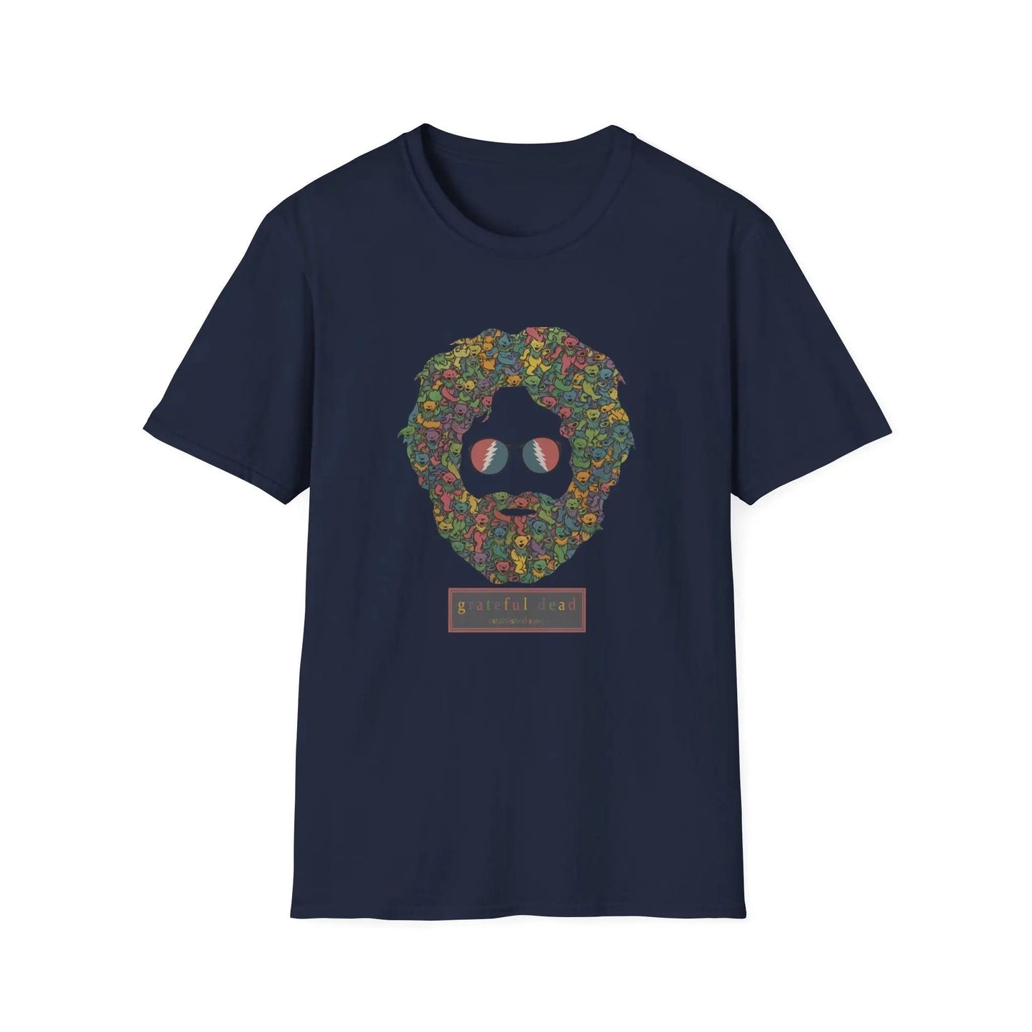 Jerry Garcia Dancing Bears Face - Vineyard Collection T-Shirt - Navy - T-Shirts