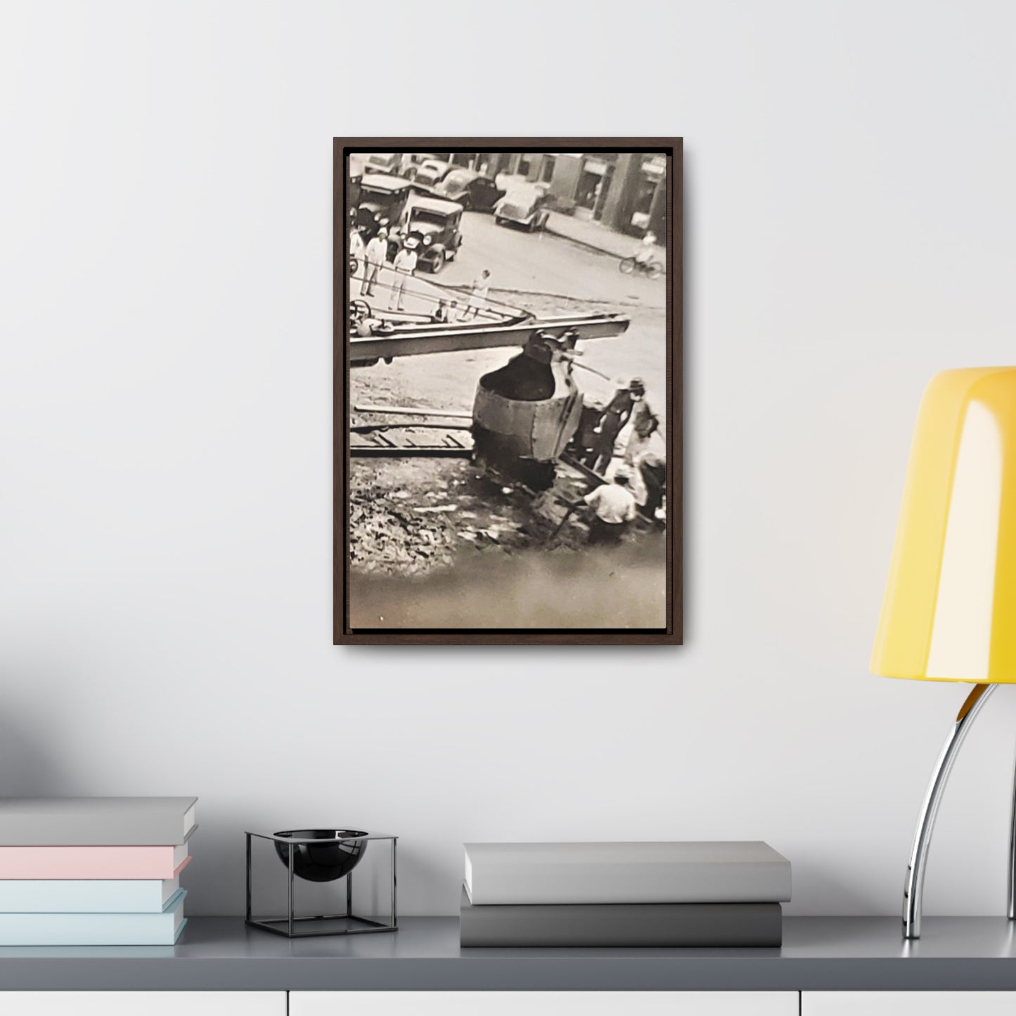 Concrete Worker Gallery Canvas Wraps, Vertical Frame