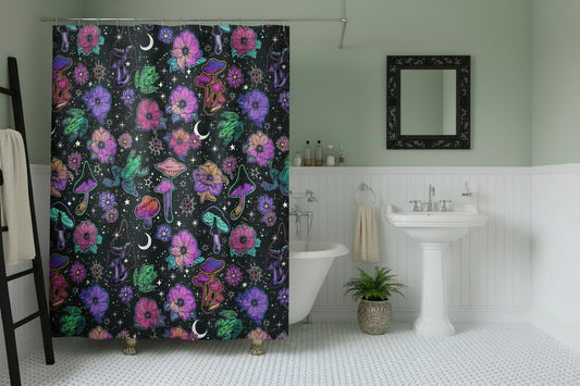Neon Black Shower Curtain - 71" × 74" - Home Decor