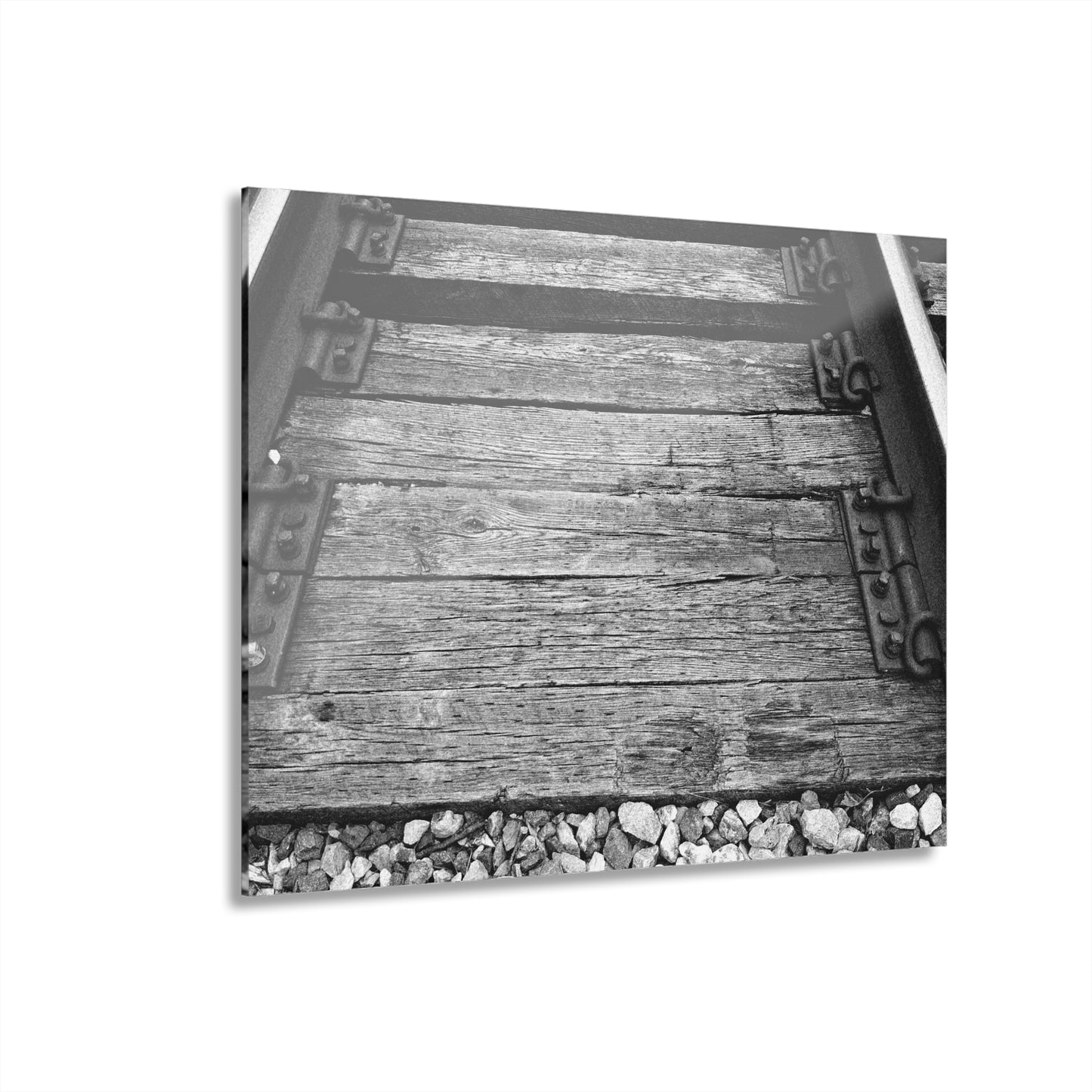 Railroad Track Black & White Acrylic Print — Vintage Track Photography Wall Art French Cleat Hanging - - Home Decor