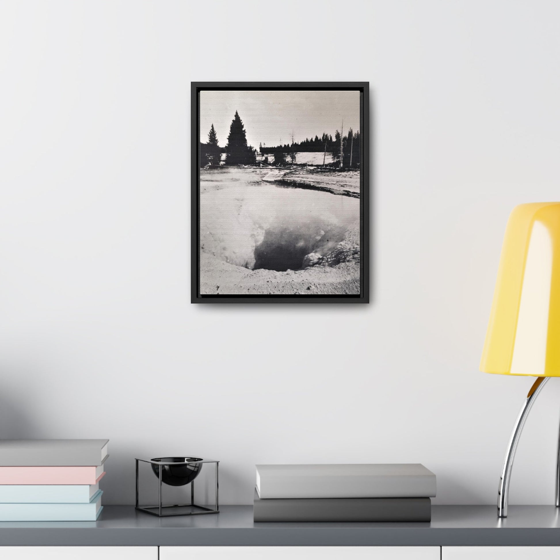 Morning Glory Pool Yellowstone Gallery Canvas Wraps Vertical Frame - 11″ x 14″ Premium Gallery Wraps (1.25″) Black - Canvas