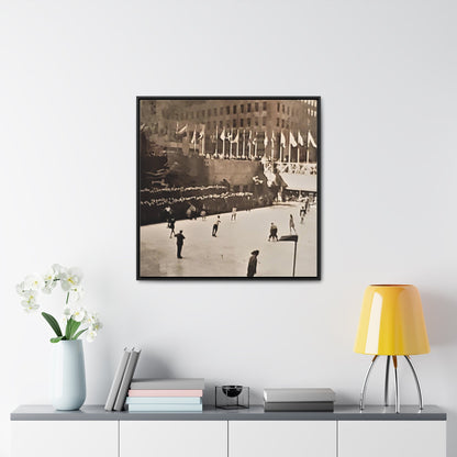 Rockefeller Plaza Easter 1945 Gallery Canvas Wraps Square Frame 30″ x 30″ 1.25" Black