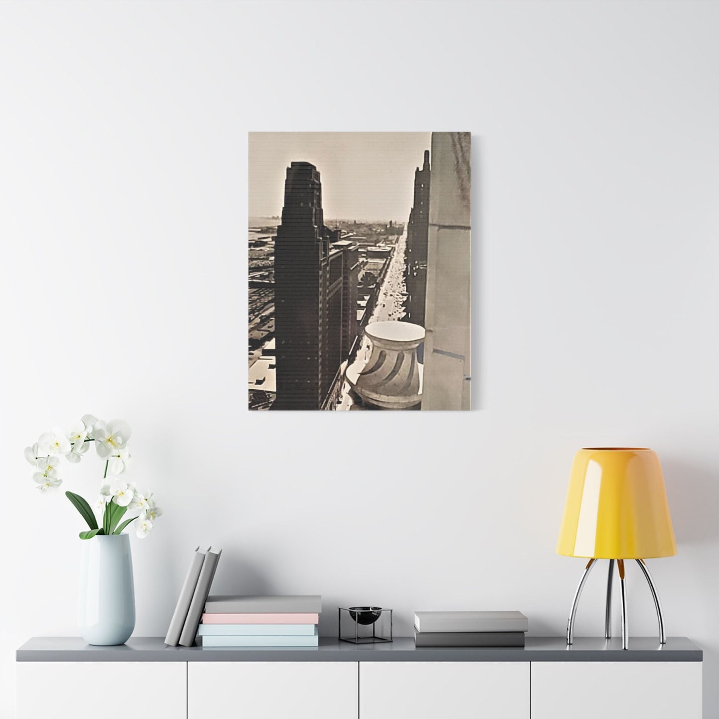 Michigan Ave Chicago Satin Canvas Stretched 24" x 30" (Vertical) 1.5"