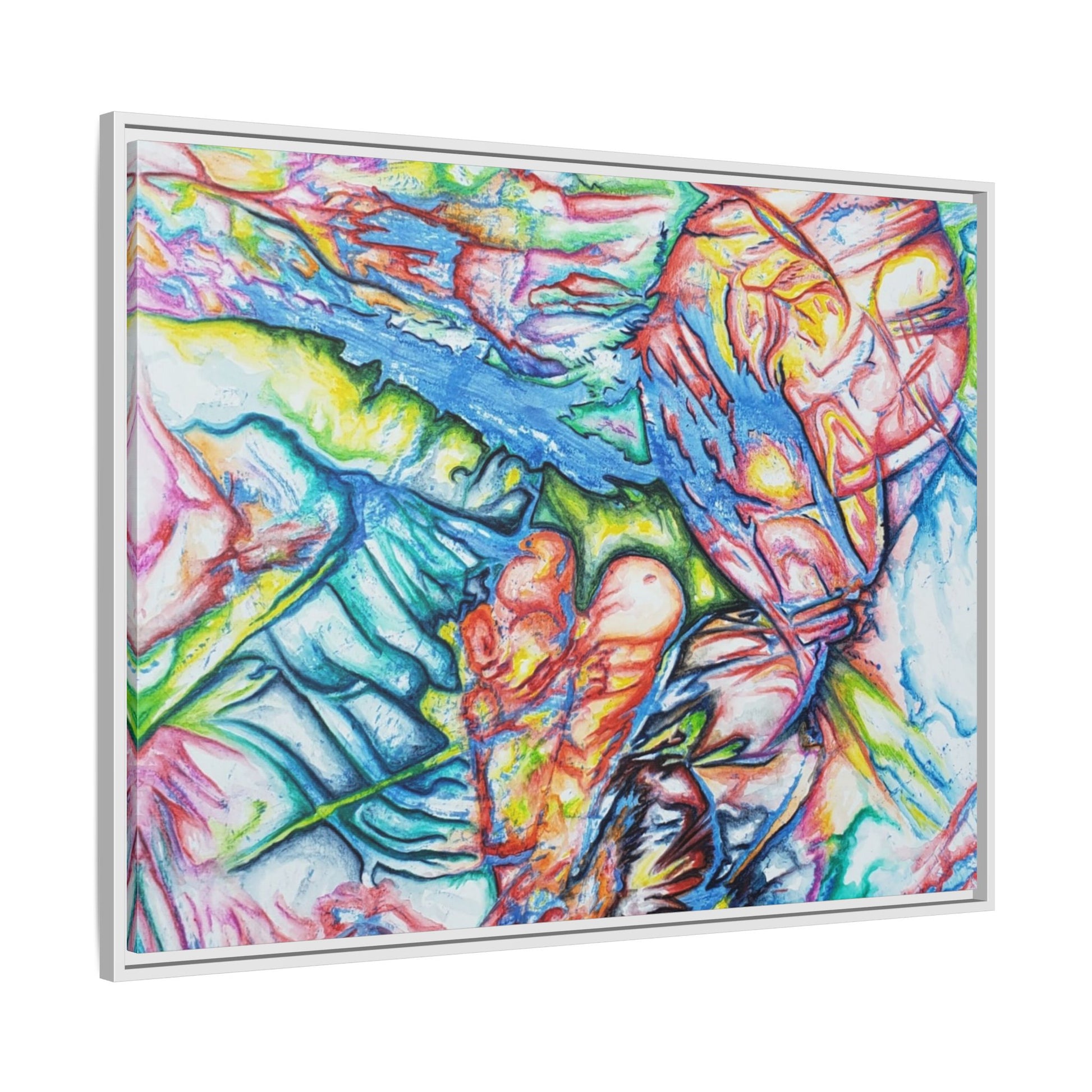 Multi-Color Abstract Framed Canvas Art Print - Kia Day Design