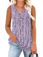 Full Size Floral Print Button Detail Tank Plus Size- Shopimist- {{Product type}}