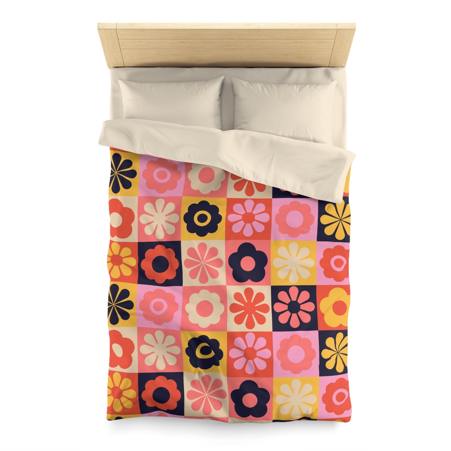 Retro Floral Microfiber Duvet Cover - Kia Day Design